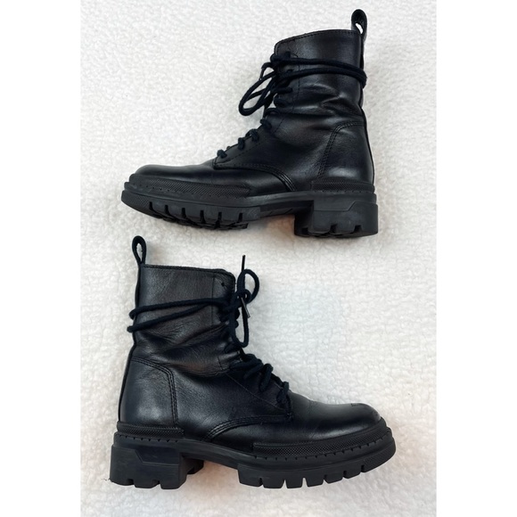 STEVE MADDEN • Black Jamisyn Leather Combat Boots - Picture 8 of 16